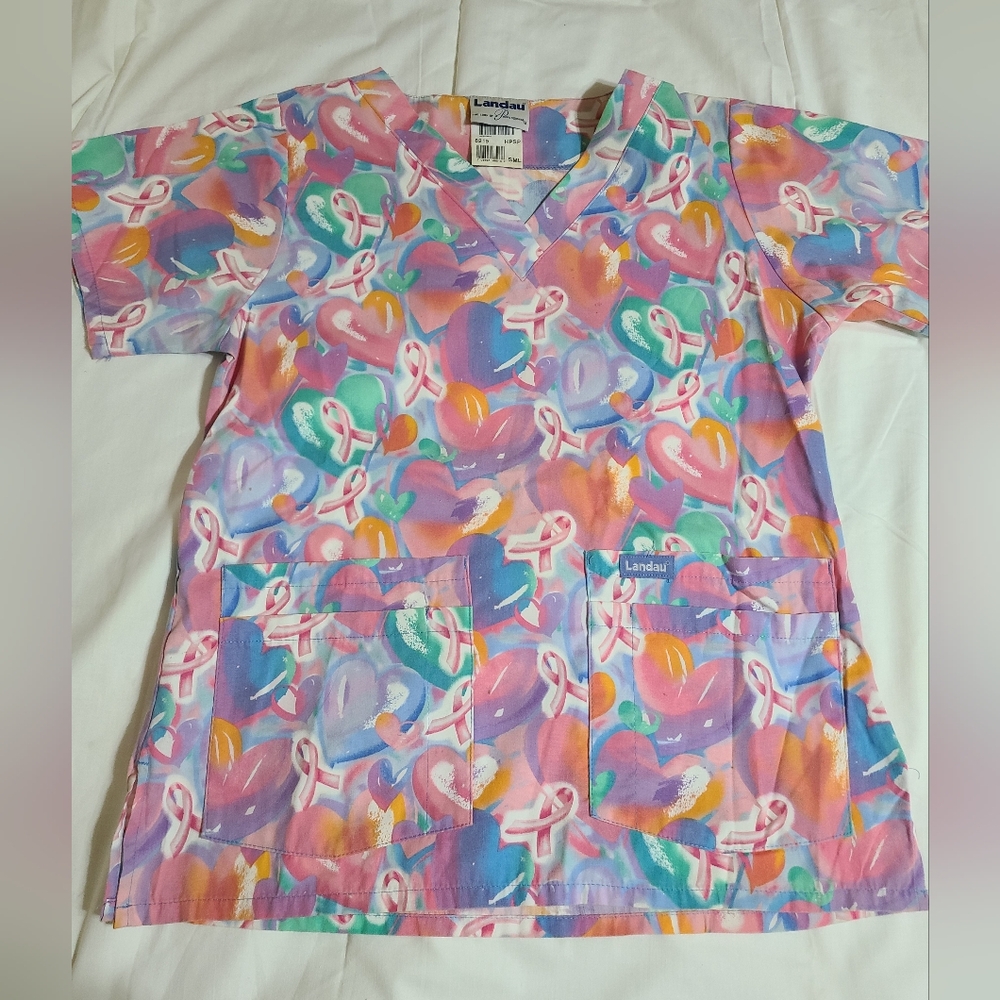 Landau Multicolor Ribbon Scrub Top
